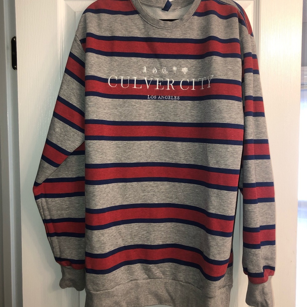 H&M stripe graphic crew neck sweatshirt